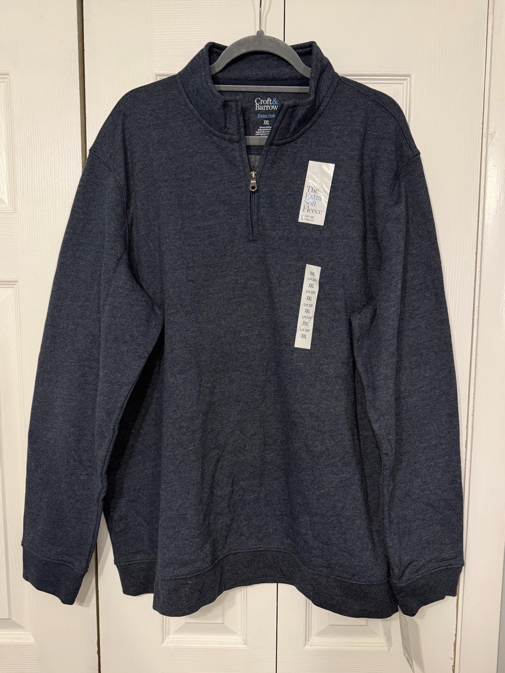 NWT Croft & Barrow Extra Soft Quarter Zip XXL Navy Blue